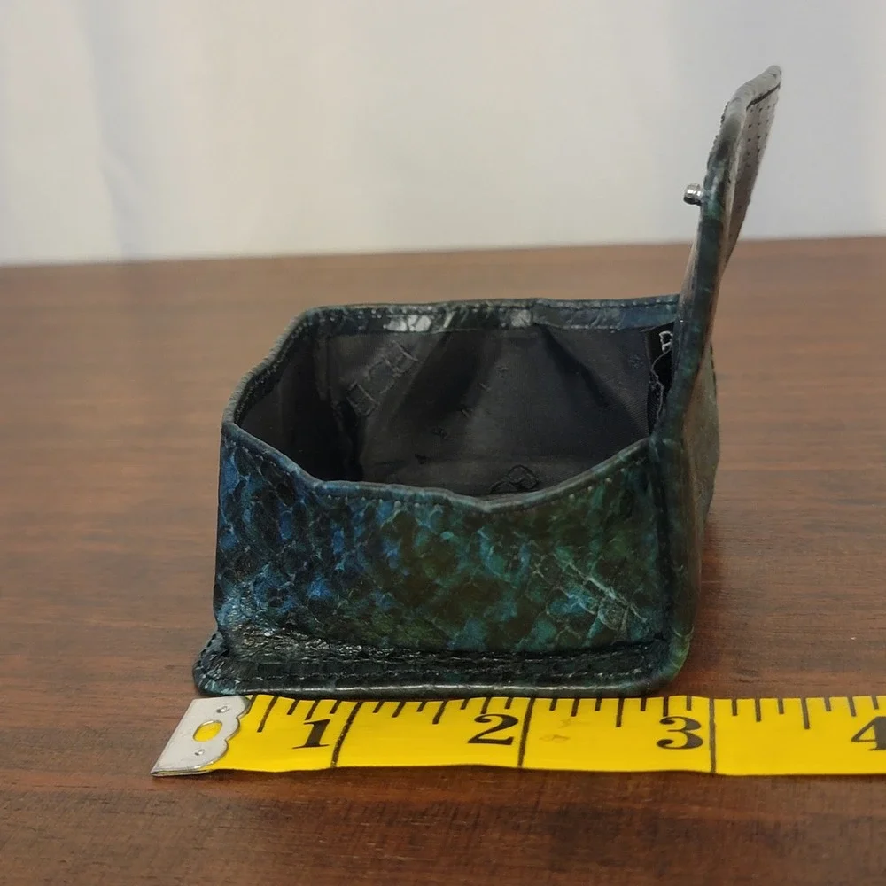 BCBG Max Azria Coin Pouch Blue Green‎ Snakeskin Print Coin Purse VTG